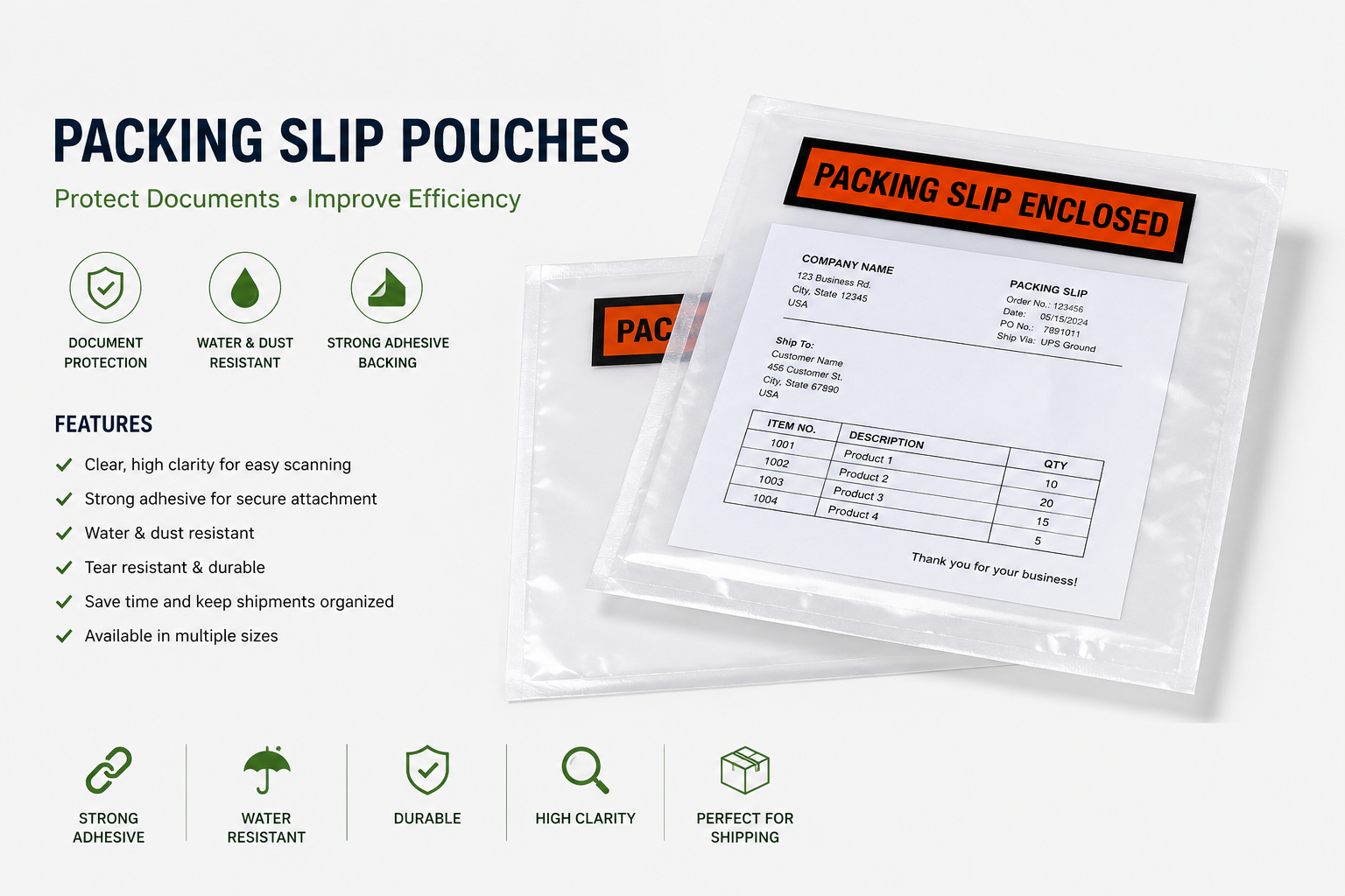 kp trading packing slip pouches